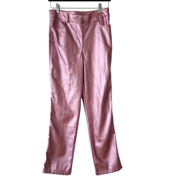 House of Harlow 1960 Pink Metallic Faux Leather Pants Women's Size 6 - Picture 2 of 9